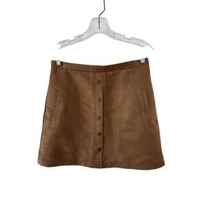H&M Light Brown Faux Suede Mini Skirt Size 10 Pockets